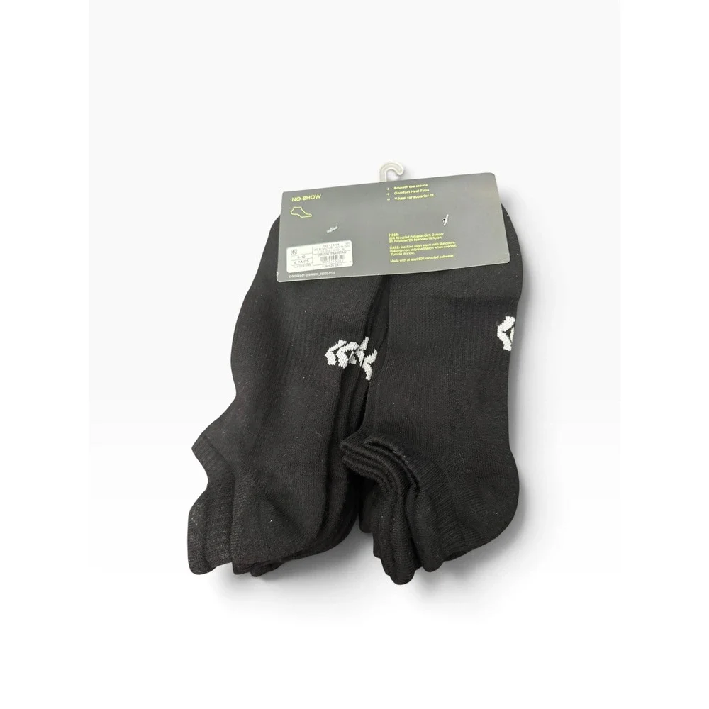 All in Motion Mens Performance No-Show Socks Black 6 Pack Size 6-12 Athletic NEW